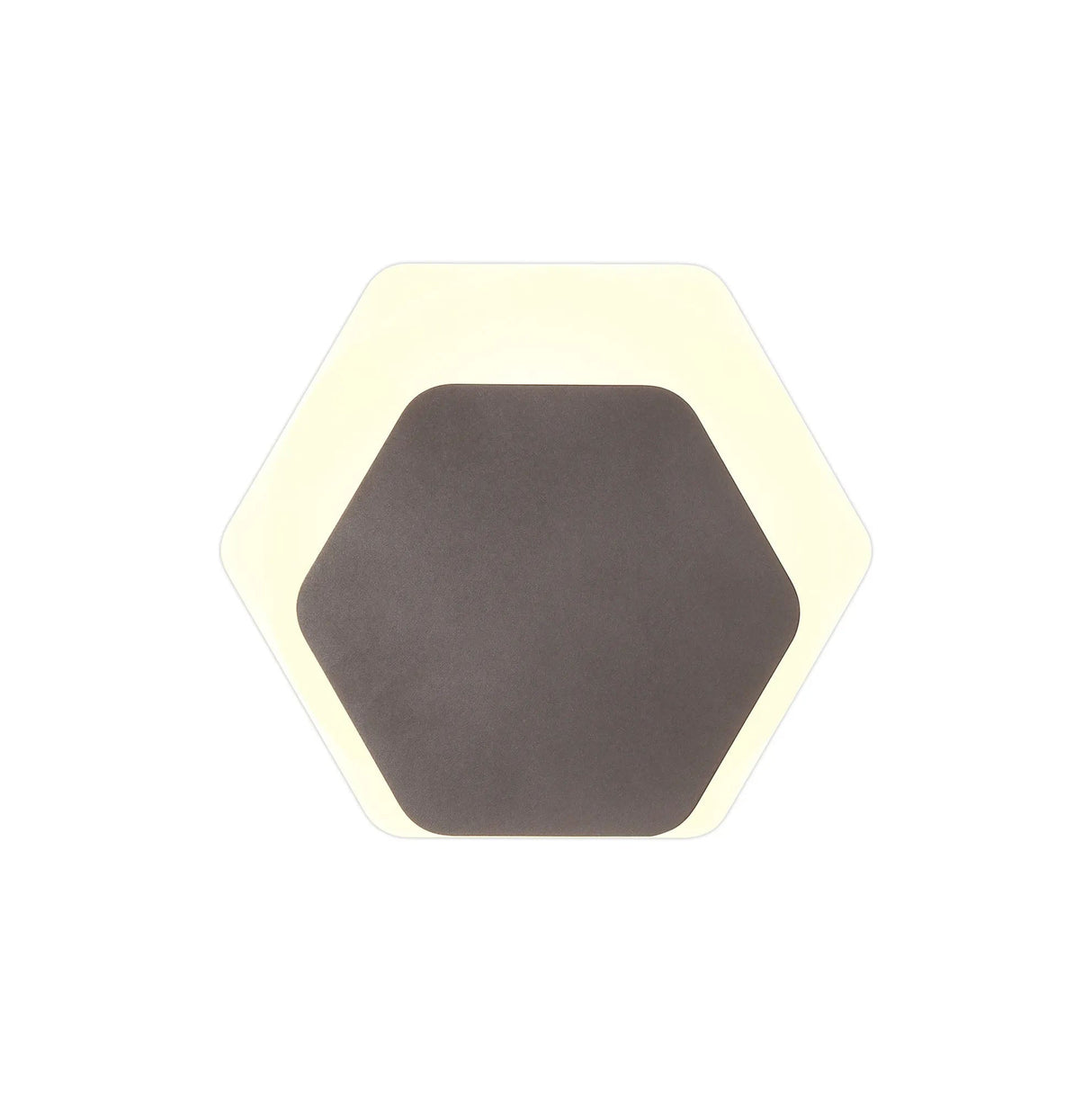 Proctor Magnetic Base Wall Lamp, 12W LED 3000K 15/19cm Horizontal Hexagonal Bottom Offset, Coffee/Acrylic Frosted Diffuser