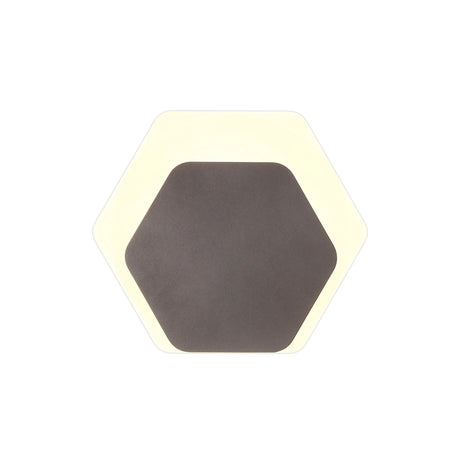 Proctor Magnetic Base Wall Lamp, 12W LED 3000K 15/19cm Horizontal Hexagonal Bottom Offset, Coffee/Acrylic Frosted Diffuser