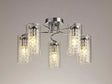 Prudhoe Semi Flush Light, 5 x E14, Polished Chrome/Crystal/Glass