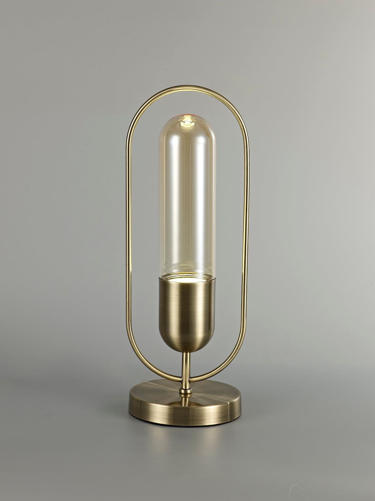 Rae Table Lamp, 1 x 7W LED, 4000K, 790lm, Antique Brass/Amber, 3yrs Warranty