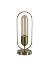 Rae Table Lamp, 1 x 7W LED, 4000K, 790lm, Antique Brass/Amber, 3yrs Warranty