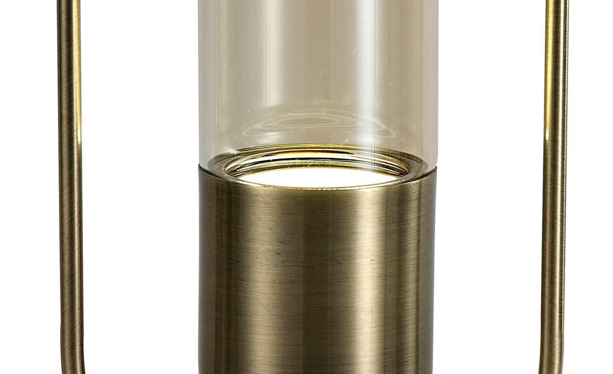 Rae Table Lamp, 1 x 7W LED, 4000K, 790lm, Antique Brass/Amber, 3yrs Warranty