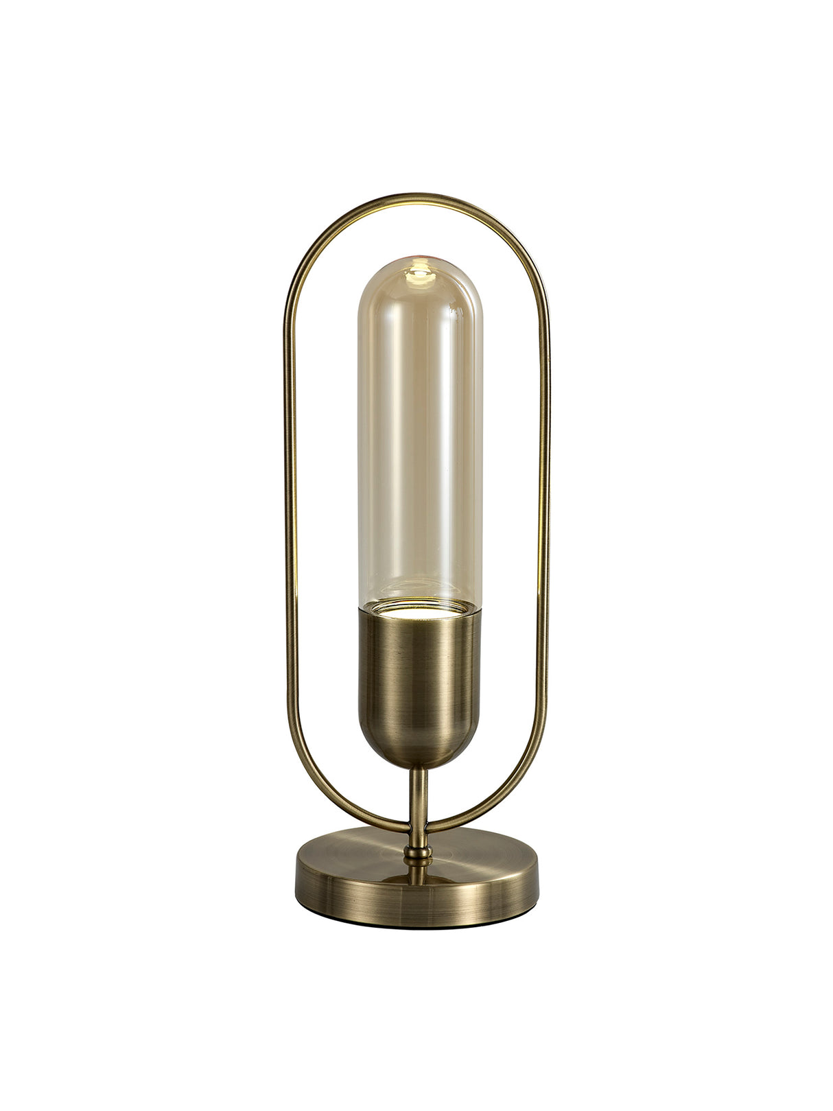 Rae Table Lamp, 1 x 7W LED, 4000K, 790lm, Antique Brass/Amber, 3yrs Warranty