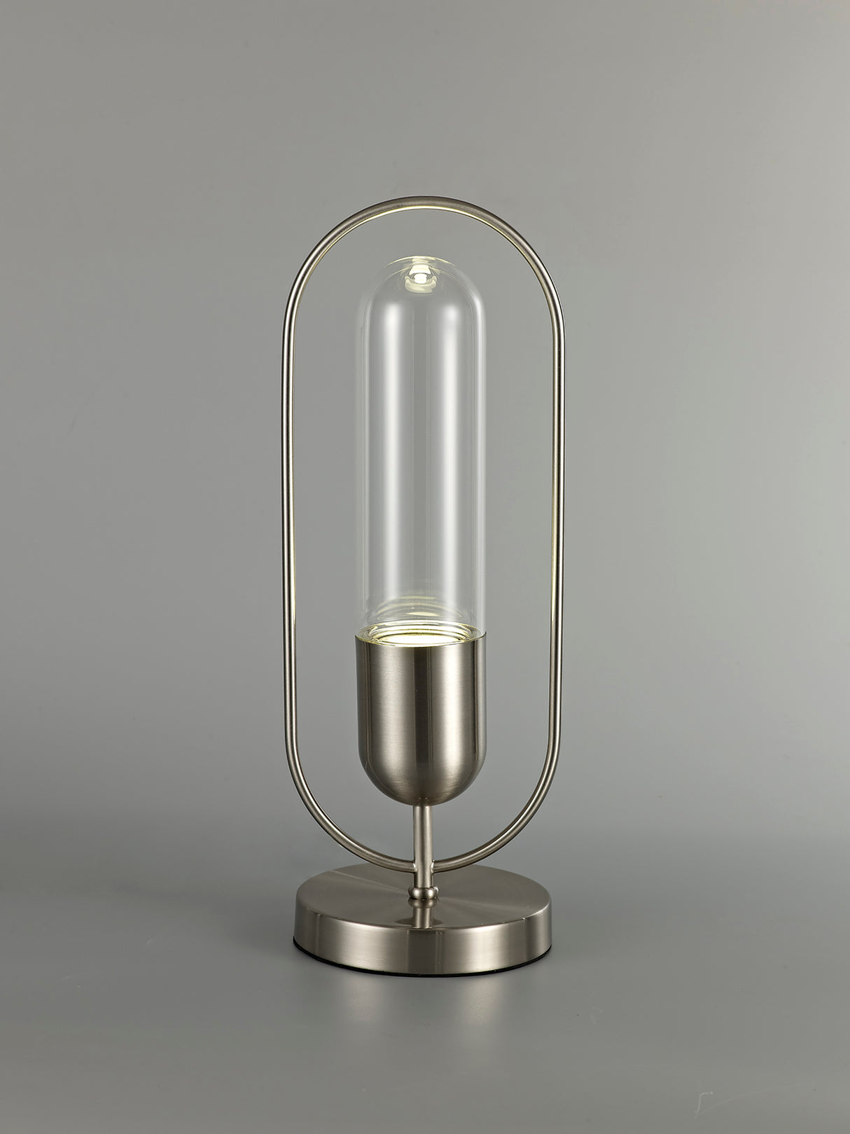Rae Table Lamp, 1 x 7W LED, 4000K, 790lm, Satin Nickel/Clear, 3yrs Warranty