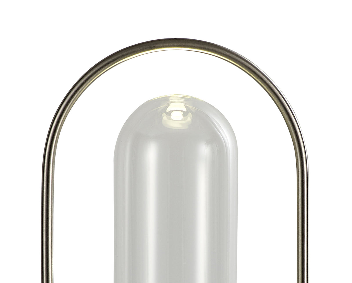 Rae Table Lamp, 1 x 7W LED, 4000K, 790lm, Satin Nickel/Clear, 3yrs Warranty