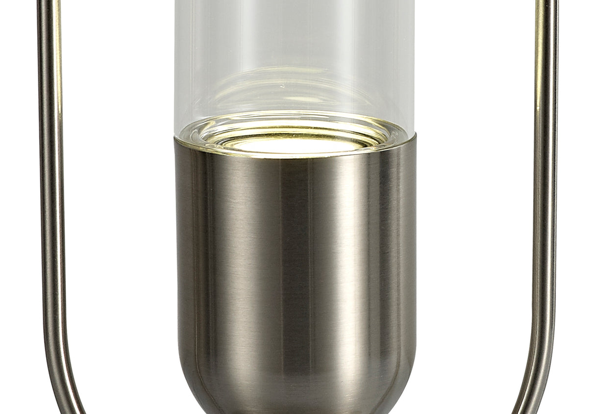 Rae Table Lamp, 1 x 7W LED, 4000K, 790lm, Satin Nickel/Clear, 3yrs Warranty