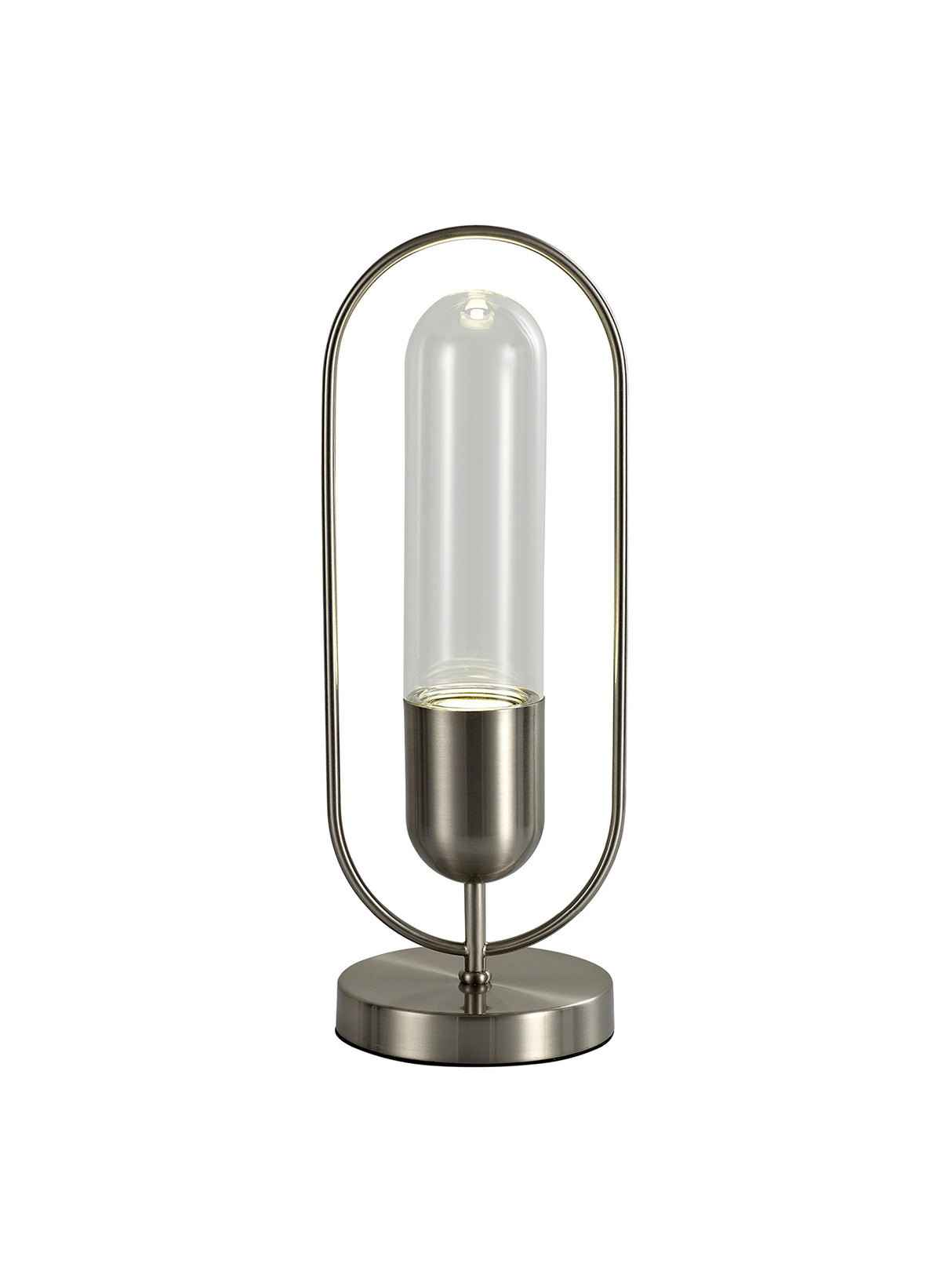 Rae Table Lamp, 1 x 7W LED, 4000K, 790lm, Satin Nickel/Clear, 3yrs Warranty