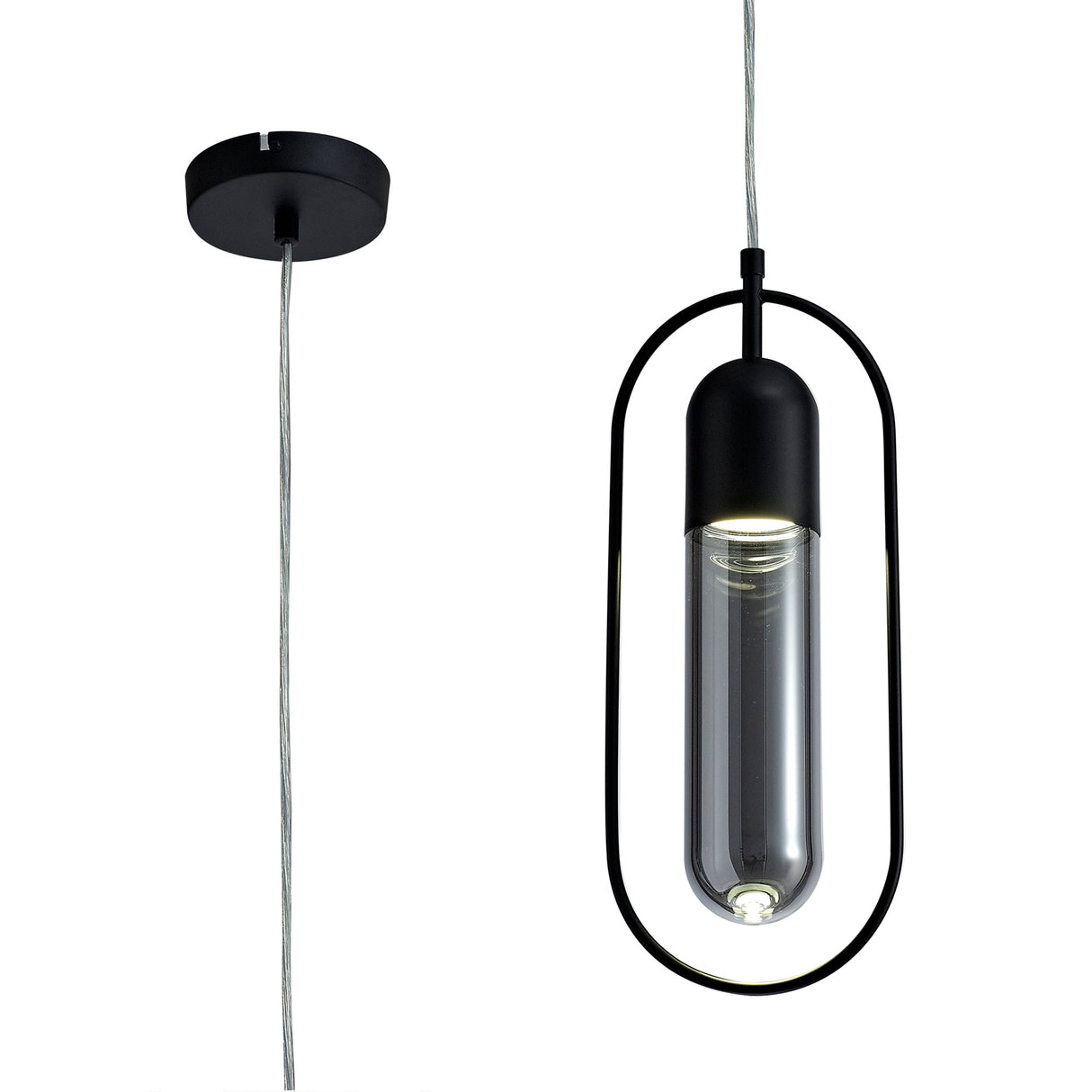 Rae Pendant, 1 x 7W LED, 4000K, 790lm, Black/Smoked, 3yrs Warranty