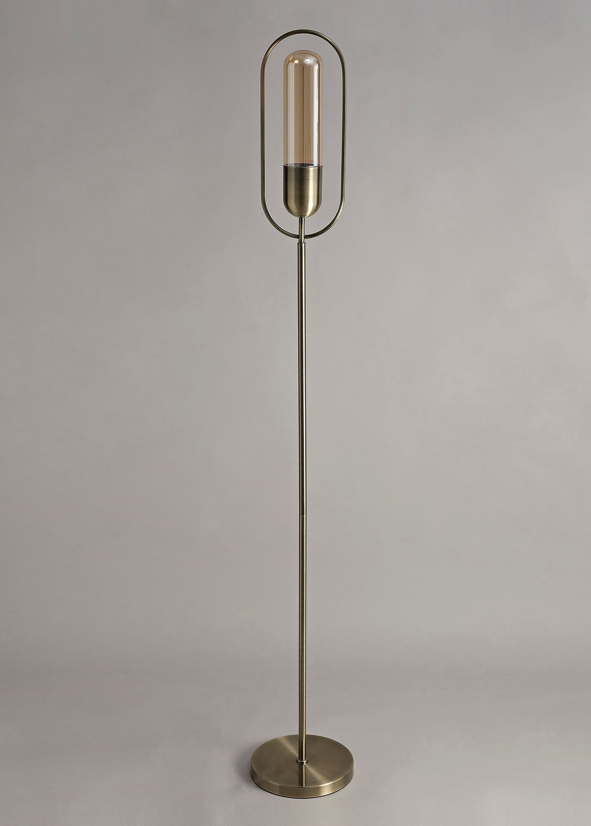 Rae Floor Lamp, 1 x 7W LED, 4000K, 790lm, Antique Brass/Amber, 3yrs Warranty