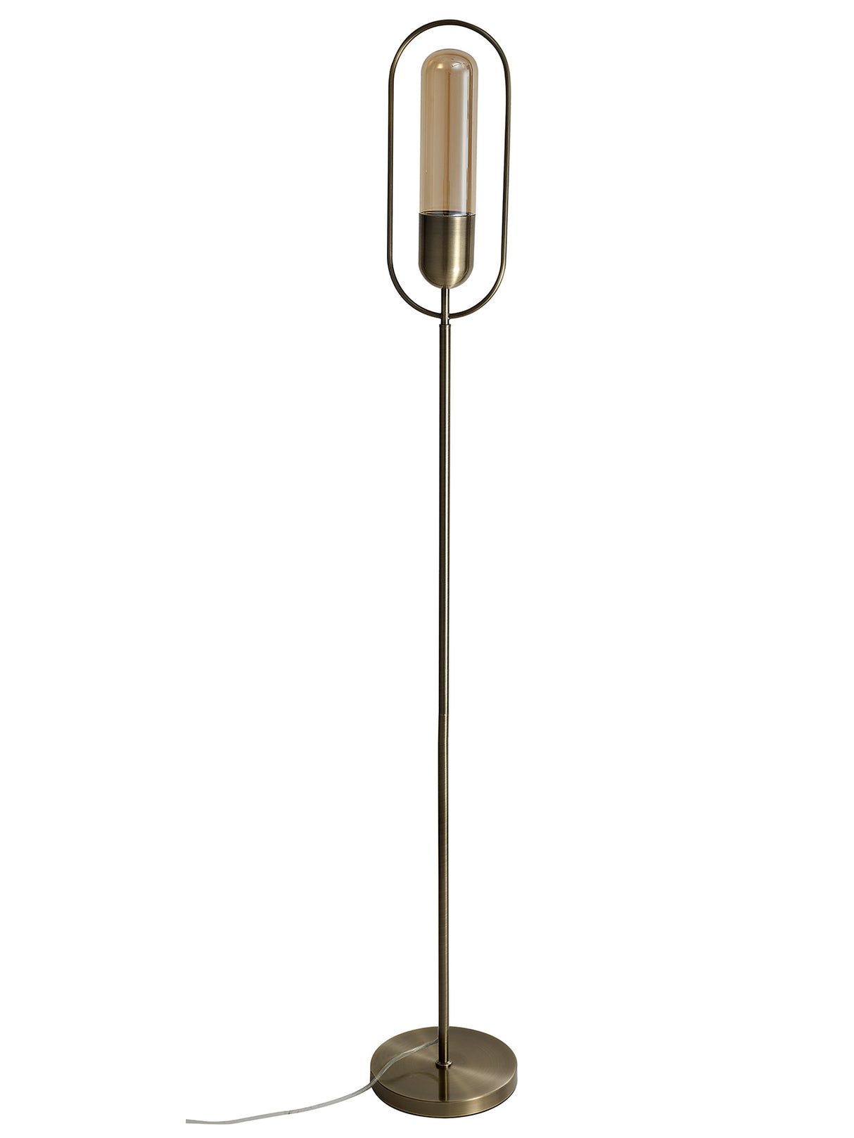 Rae Floor Lamp, 1 x 7W LED, 4000K, 790lm, Antique Brass/Amber, 3yrs Warranty