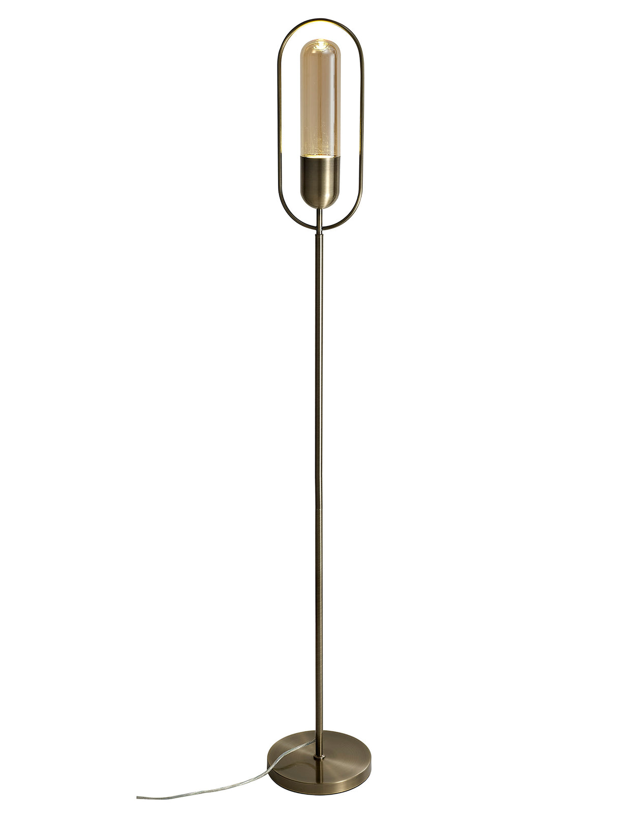 Rae Floor Lamp, 1 x 7W LED, 4000K, 790lm, Antique Brass/Amber, 3yrs Warranty
