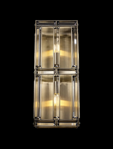 Ellison Rectangular Wall Light, 2 x E14, Antique Brass