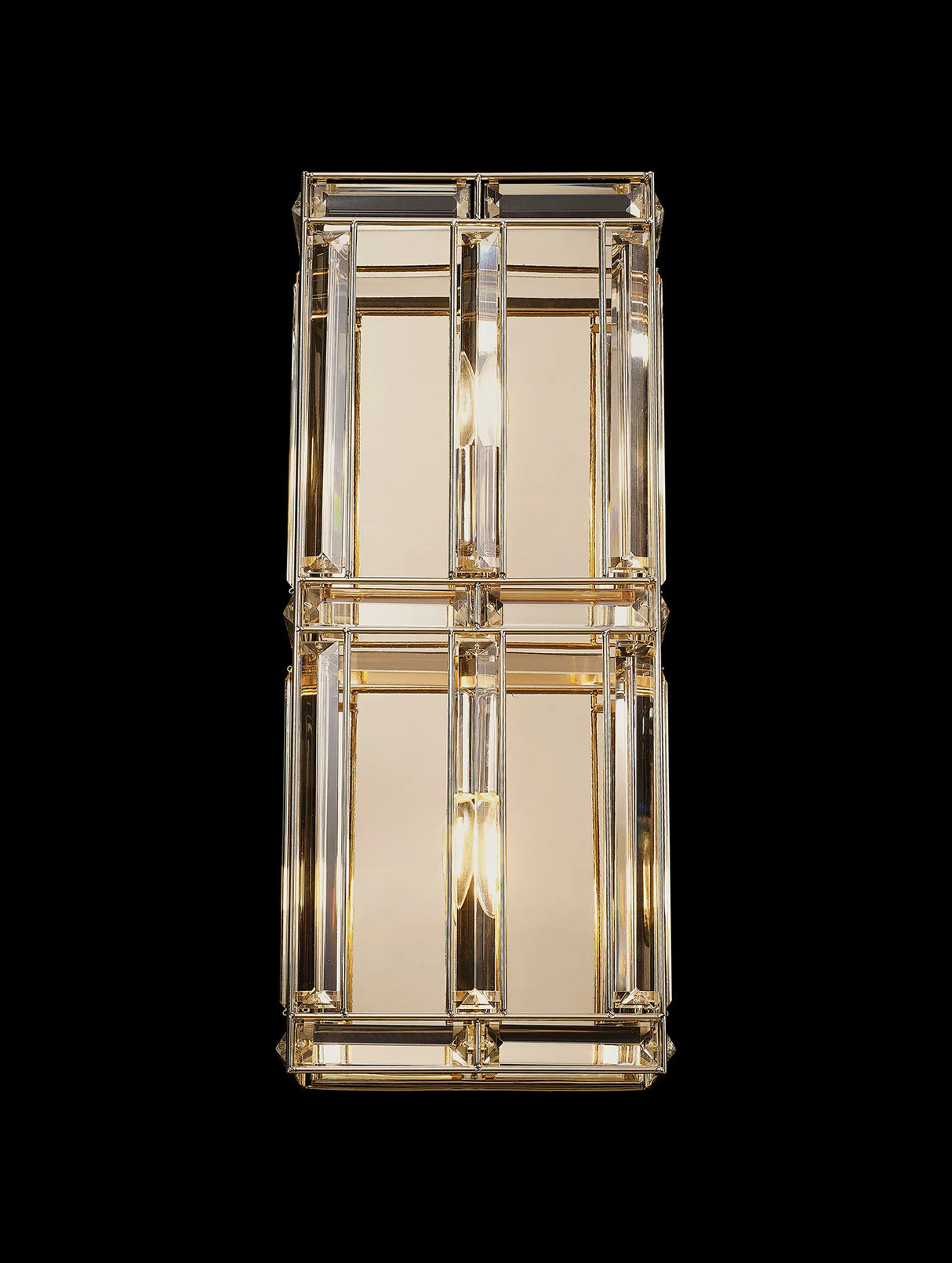 Ellison Rectangular Wall Light, 2 x E14, French Gold