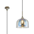 REID Single Pendant, 1 x E27, Double Glass Cloche & Jar, Polished Nickel/Iridescent/Smoke Plated Glass