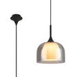 REID Single Pendant, 1 x E27, Double Glass Cloche & Jar, Satin Black/Smoke Plated/Opal Glass