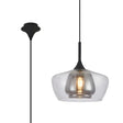 REID Single Pendant, 1 x E27, Double Glass Trapezium & Jar, Satin Black/Clear/Smoke Plated Glass