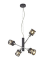 Ritchie 4 Light Adjustable Pendant E14, Matt Grey/Polished Chrome/Cognac