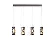 Ritchie 4 Light Bar Linear Pendant E14, Oiled Bronze/Polished Chrome/Amber