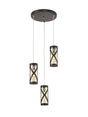 Ritchie 3 Light Round Pendant E14, Oiled Bronze/Polished Chrome/Amber
