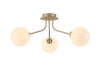 Rix Semi Flush Light, 3 Light G9, Light Painted Beige/Opal Round Segment Glass Shade