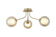 Rix Semi Flush Light, 3 Light G9, Light Painted Beige/Cognac Round With Inner Glass Shade
