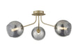 Rix Semi Flush Light, 3 Light G9, Light Painted Beige/Smoke Plated Open Mouth Round Glass Shade
