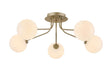 Rix Semi Flush Light, 5 Light G9, Light Painted Beige/Opal Round Segment Glass Shade