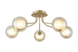 Rix Semi Flush Light, 5 Light G9, Light Painted Beige/Cognac Round With Inner Glass Shade