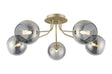 Rix Semi Flush Light, 5 Light G9, Light Painted Beige/Smoke Plated Open Mouth Round Glass Shade