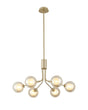 Rix Fixed Pendant, 6 Light G9, Light Painted Beige/Cognac Round With Inner Glass Shade