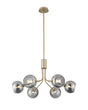 Rix Fixed Pendant, 6 Light G9, Light Painted Beige/Smoke Plated Open Mouth Round Glass Shade