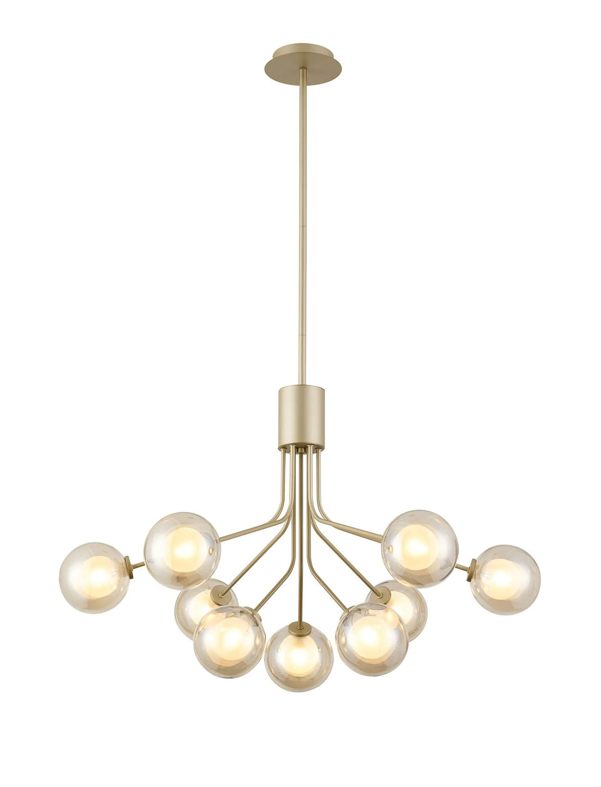 Rix Fixed Pendant, 6 + 3 Light G9, Light Painted Beige/Cognac Round With Inner Glass Shade