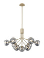 Rix Fixed Pendant, 6 + 3 Light G9, Light Painted Beige/Smoke Plated Open Mouth Round Glass Shade
