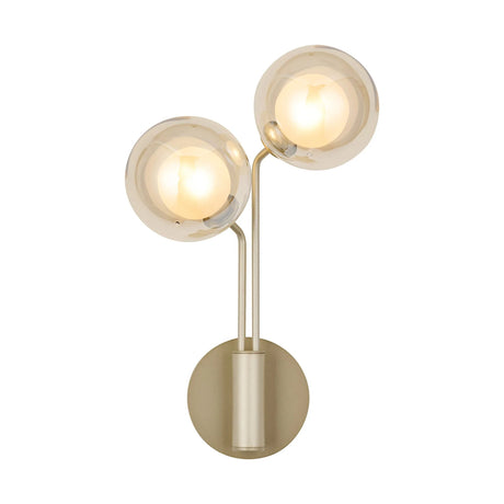 Rix Wall Light, 2 Light G9, Light Painted Beige/Cognac Round With Inner Glass Shade