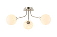 Rix Semi Flush Light, 3 Light G9, Satin Nickel/Opal Round Segment Glass Shade