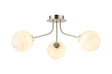 Rix Semi Flush Light, 3 Light G9, Satin Nickel/Grey Round Marble Effect Glass Shade