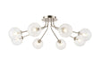 Rix Semi Flush Light, 8 Light G9, Satin Nickel/Clear Swirl Round Glass Shade