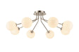 Rix Semi Flush Light, 8 Light G9, Satin Nickel/Opal Round Segment Glass Shade