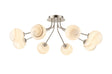 Rix Semi Flush Light, 8 Light G9, Satin Nickel/Grey Round Marble Effect Glass Shade