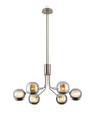 Rix Fixed Pendant, 6 Light G9, Satin Nickel/Chrome Round With Inner Glass Shade