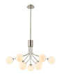 Rix Fixed Pendant, 6 + 3 Light G9, Satin Nickel/Opal Round Segment Glass Shade