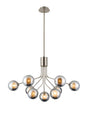 Rix Fixed Pendant, 6 + 3 Light G9, Satin Nickel/Chrome Round With Inner Glass Shade