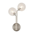 Rix Wall Light, 2 Light G9, Satin Nickel/Clear Swirl Round Glass Shade