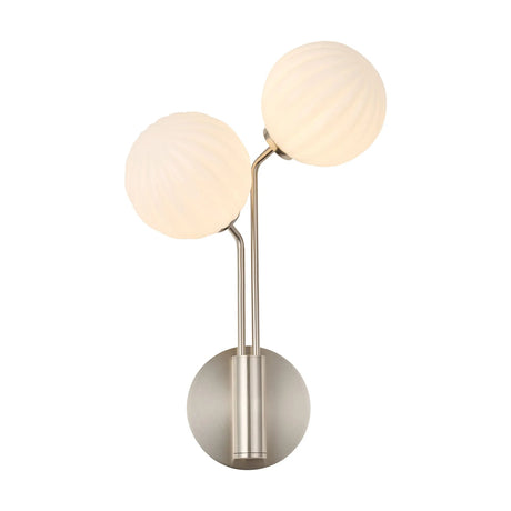 Rix Wall Light, 2 Light G9, Satin Nickel/Opal Round Segment Glass Shade