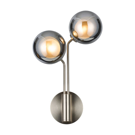 Rix Wall Light, 2 Light G9, Satin Nickel/Chrome Round With Inner Glass Shade