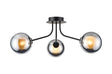 Rix Semi Flush Light, 3 Light G9, Satin Black/Chrome Round With Inner Glass Shade