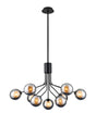 Rix Fixed Pendant, 6 + 3 Light G9, Satin Black/Chrome Round With Inner Glass Shade