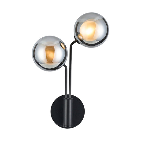 Rix Wall Light, 2 Light G9, Satin Black/Chrome Round With Inner Glass Shade