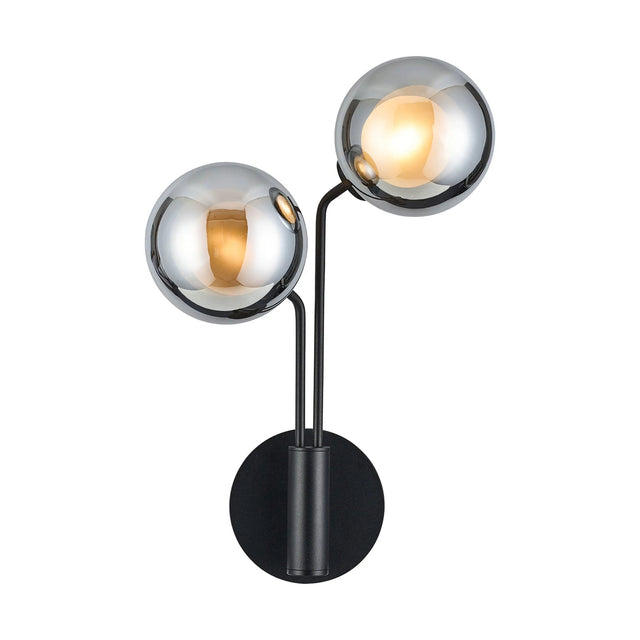 Rix Wall Light, 2 Light G9, Satin Black/Chrome Round With Inner Glass Shade