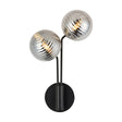 Rix Wall Light, 2 Light G9, Satin Black/Smoke Ribbed Round Glass Shade